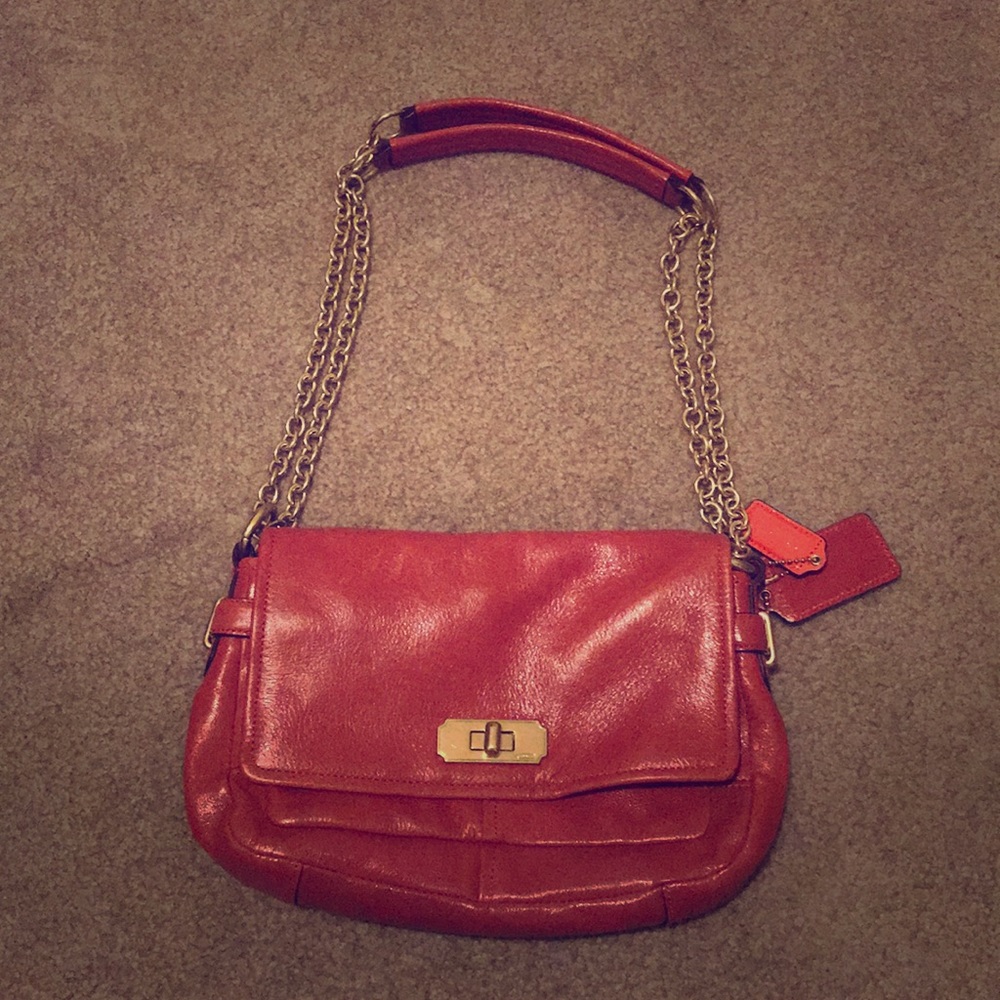 Mini coach shoulder bag in bright pink